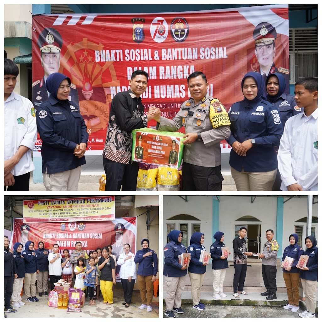 Peringati Hari Jadi Humas Polri ke-73, Bidhumas Polda Riau Berbagi Kebahagiaan di Panti Asuhan